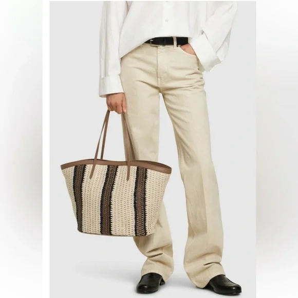 NWT 3K Brunello Cucinelli Italy Brown Cream Sequins Knitted Tote Handbag Bag - Picture 2 of 14